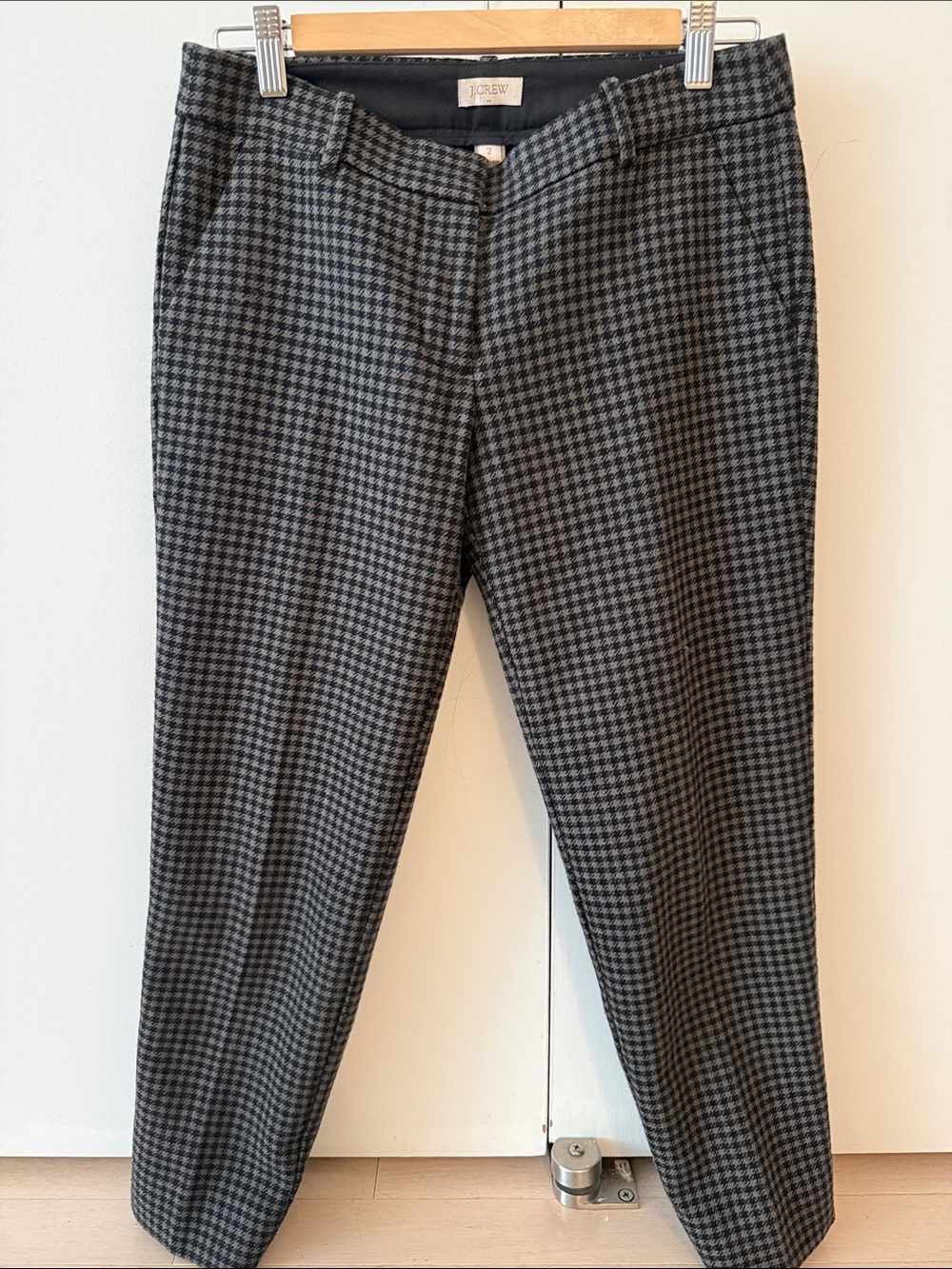 J. Crew Black and Gray Houndstooth Dress Pants